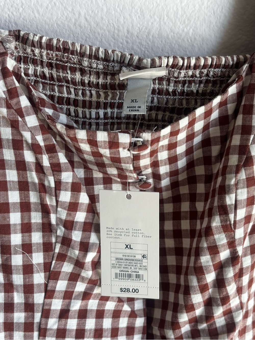 Brown Gingham Square-Neck Top - A New Day - Picture 4 of 6